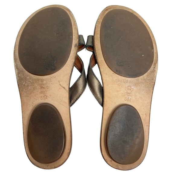 GENTLE SOLES by KENNETH COLE Bronze Thongs Genuine Leather Flip Flops Sandals 6 - Picture 14 of 16